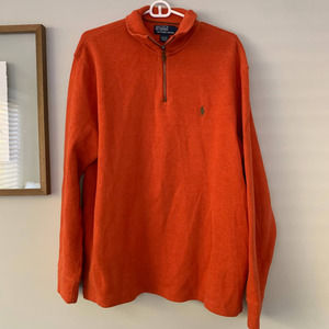 Polo Ralph Lauren Orange 1/4 Quarter Zip Sweater Pullover size XL